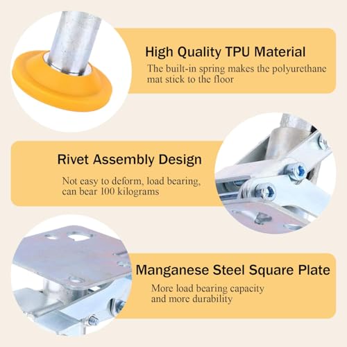 Image of Floor Lock, Adjustable Height Trolley Brake Floor Lock, Manganese Steel 100kg Bearing Trolley Cart Lock with TPU Pad for 4 in Casters(X-75-32-3) (2)