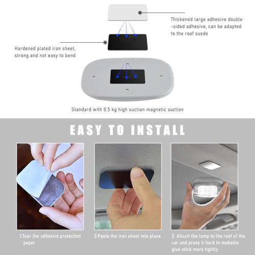 Lámpara de cúpula magnética para auto, luz LED recargable USB miniatura 3