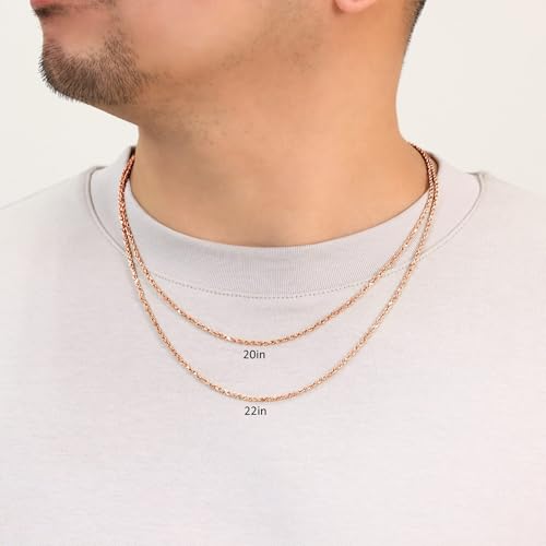 Nuragold 14K Real Rose Gold Rope Diamond Cut Chain Necklace 16"-30" (1.5mm-6mm) Italian Jewelry for Men & Women2