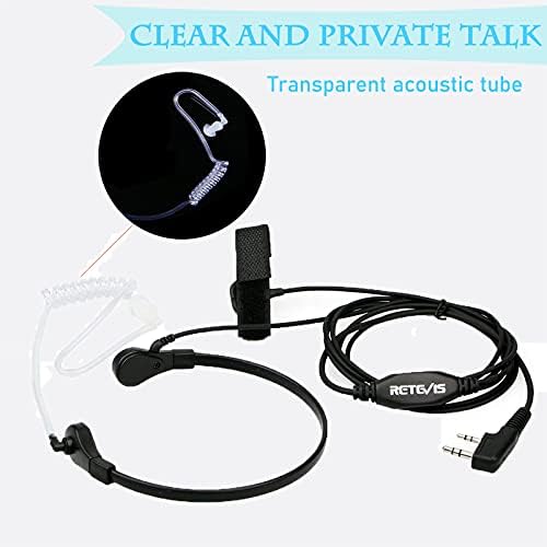 Retevis 2 Pin Walkie Talkie Earpiece Throat Mic Headset Compatible with 2 Way Radio RT24 RT27 RT617 RT618 RT619 Baofeng UV-5R BF-888S Kenwood eSynic Covert Acoustic Tube Throat Mic Earpiece (2 Pcs)