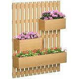 Outsunny Fioriera Verticale a Doghe Esterno 3 Vasi 60x16x80cm Naturale