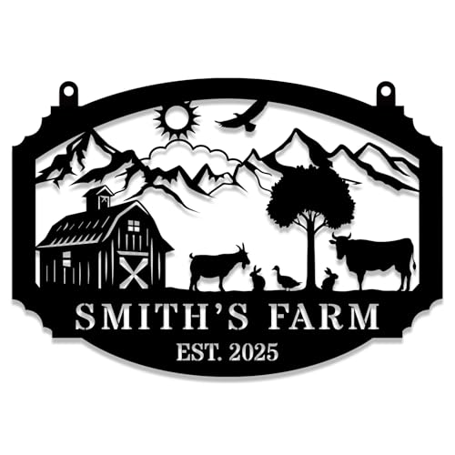 Personalized Metal Farm Hanging Sign, Custom Your Large Farm Sign, Barn Sign, Outdoor Farmhouse Decor, Farm Gate Sign, Farm Sign with all farm Pets