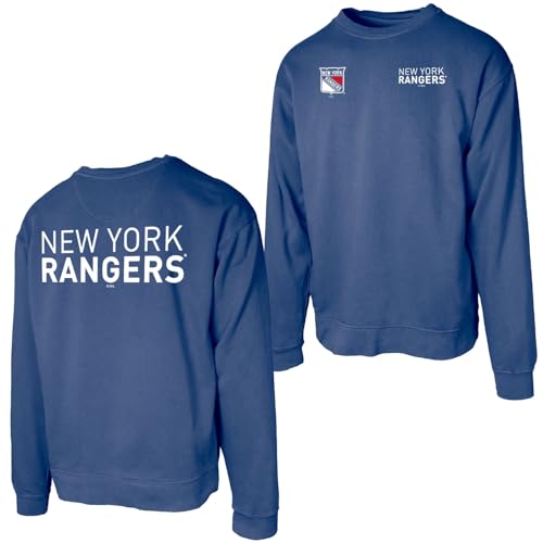New York Rangers NHL Officially Licensed Crewneck Sweatshirt Ringspun Front/Back, Medium
