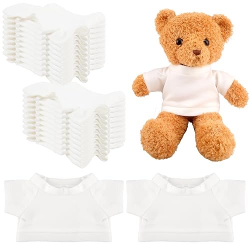 20 Pcs Teddy Bear Blank Shirt Sublimation White Bear Tee Shirt Bulk Stuffed Animal Toy White Clothing for 14-18 Inch Stuffed Bears Dolls DIY (Color Style 2)