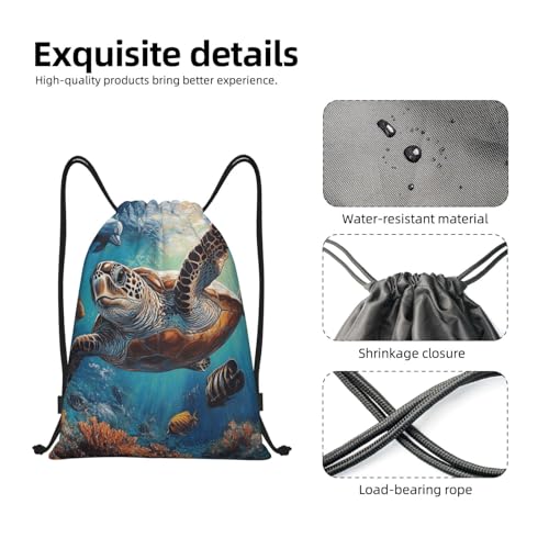 Drawstring Backpack Sports Gym Bags Draw String Bag for Women Men Sea Turtle Dolphin Fish Drawstring Bags Sackpack3