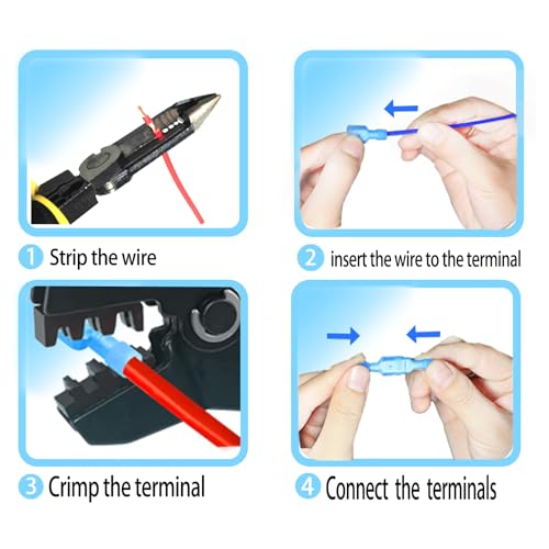 Lordandland A12SQC50X3LL 50Pcs Nylon Spade Quick Disconnect Connectors Kit 22-10 Awg Male And Female Electrical Wire Connectors Kit Electrical Insulated Wire Crimp Cold-Pressed Terminals thumb #3