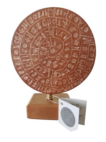 Minoan Phaistos Disc Clay Handmade Greek Art Museum Replica 5.1" 13x10cm