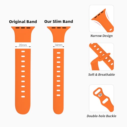 Image of Thin Silicone Band Compatible with Apple Watch 41mm 38mm 40mm 46mm 45mm 42mm 44mm, Slim Narrow Replacement Sport Strap Wristband for iWatch Series 11 10 9 8 7 6 5 4 SE Ultra 3 2 1 Women Men