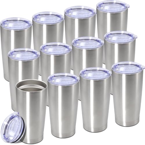 Image of 20oz Tumbler Insulated Tumblers Vacuum Coffee Mug with Lid SS 12Pack