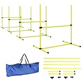 PawHut Agility pour chiens, kit agility chien parcours, set de 4 obstacles professionnels ...