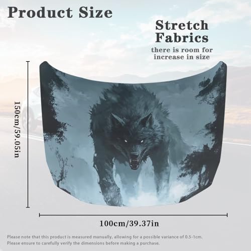 Image of Wolf Car Hood Cover All Weather Protection Automotive Exterior Accessories Universal Fit Hood Covers for Cars, Trucks, SUV, or Van Full Coverage with Elastic Band