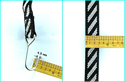 Helida Flat Bungee Cord With Steel Hooks Adjustable Length 67"-126", Heavy Duty Bungee Strap For Outdoor Bikes, Gardening, Camping, Trucking, Hand Carts (White & Black) #TOP2