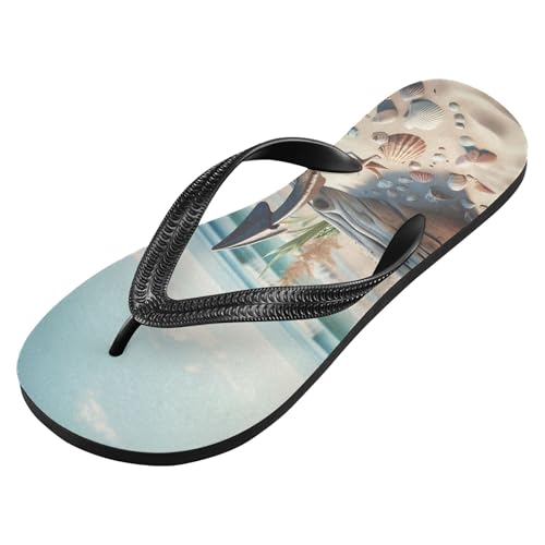 Burbuja Nautical Anchor Beach Flip Flops for Women Men, Soft Thong Sandals Rubber Slippers for Pool Beach Essentials2