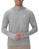 Runhit UPF 50+ Fishing Shirts for Men Long Sleeve UV Sun Protection Hoodie Shirt Lightweight Running Hiking Rash Guard Athletic Shirt (Grey,Medium)