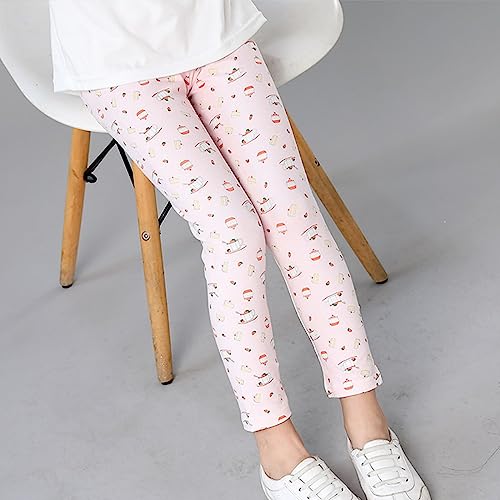 Calça de moletom infantil com estampa de bolo de verão rosa com estampa de bolo, casual, cintura méd