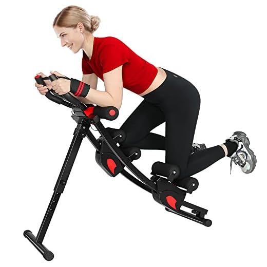 GIKPAL Ab Machine, Ab Workout Equipment for Home Gym, Foldable Core & Abdominal Exercise Machine, Ab Trainer Women Exercise Fitness Equipment with Height Adjustable, 440lbs Weight Capacity