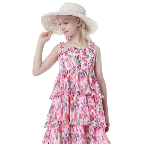 Girls Sleeveless Dress Kids Floral Print Cami Dress Backless Summer Dresses Flare Casual Beach Midi Dresses3