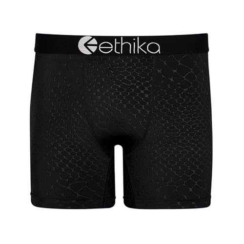 Ethika Mens MID Boxer Brief | Embossed Python -Black-