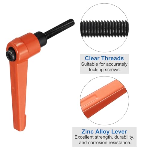 Image of uxcell 8pcs Lever Adjustable Handles M5 x 25mm Metric Male Thread, Level Clamping Handle Hand Stud Knobs Rotating Screw Handles Bolts with Locking Lever, Orange
