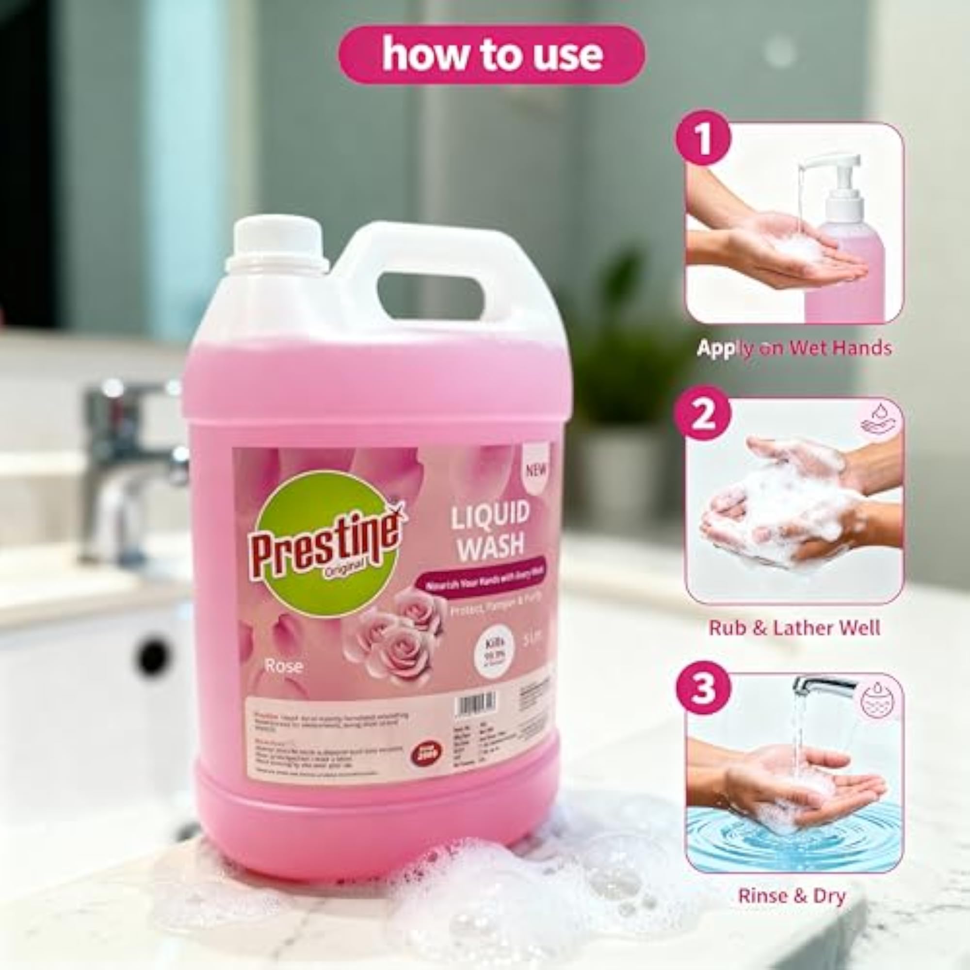 Pink Antibacterial Liquid Hand Wash Refill, 5 Litre