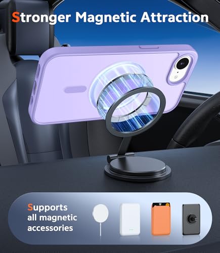 Image of FNTCASE for iPhone 17e & iPhone 16e Case Matte: Magnetic Phone Cases with Screen Protector Drop Proof Compatible with Magsafe Slim Anti Yellowing Protective Translucent Cell Phone Cover (C-Purple)