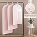 MARMINS Pink Dress Bags for Gowns Long, 65'' Long Dress Clear Garment Bag(Set of 2, 23.3'' X 65'')