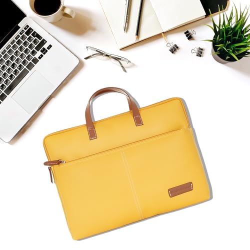 Image of Giordano Unisex 15 Inch Laptop Sleeve PU Bag for Professionals | Premium Leatherette | Water-Resistant & Padded Slim-Fit with Trolley Strap for Men & Women