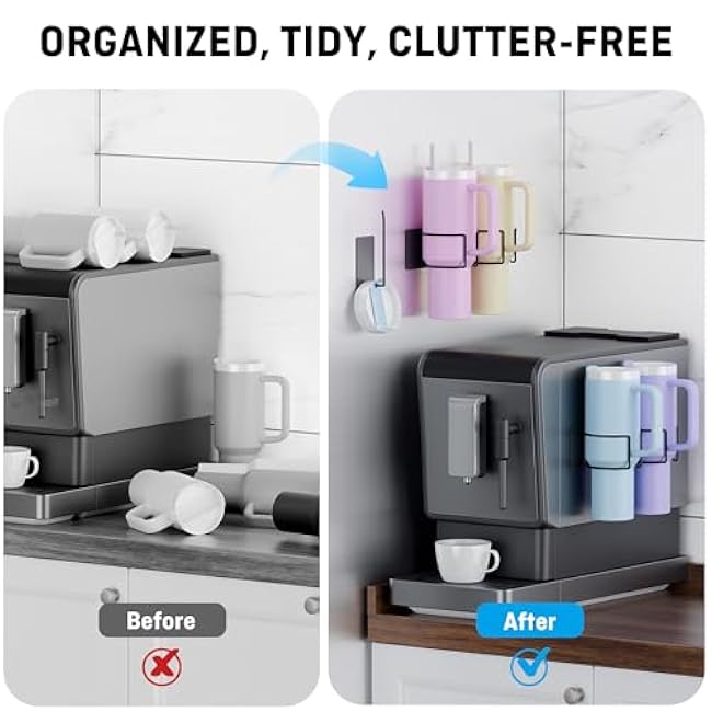 Magnetic Cup Holder for Fridge, 2 Pack Stanley Cup Holder, Water Bottle Organizer for Stanley 30/40 oz, Tumbler Lid Organizer for Stanley Cup Organizer, Stanley Cup Accessories