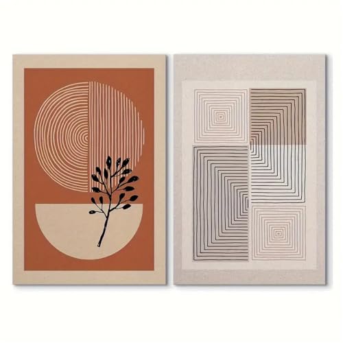 Peintures sur toile géométriques déco murale salon et plantes abstraites 60x70