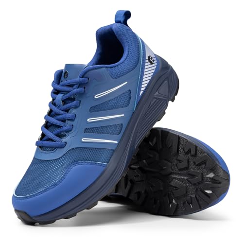 FitVille Wide Fit Mens Trail Running Shoes Breathable Hiking Trekking Trainers Arch Support Walking Shoes, Navy Skyline with Onyx Sole, 9, Wide - Image 6