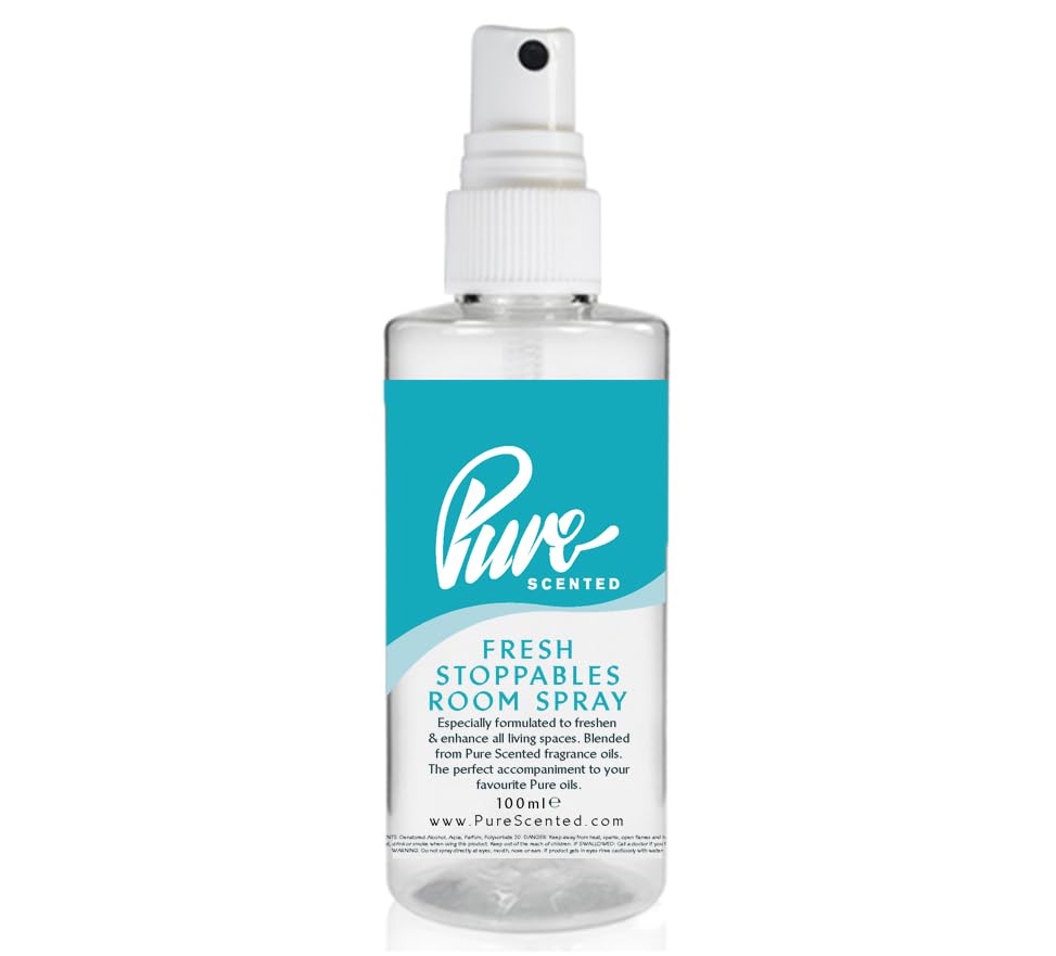 "Pure Scented 100ml Room & Fabric Sprays Suitable For Home, Car, Caravan, Work, Gym Bags, Odour Eliminators (1 x 100ml, Fresh Stoppables)"