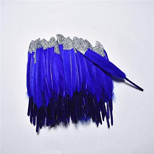 Zamihalla Spray Gold Silver Powder Duck White Feather 20pcs 10-16CM DIY Feathers for Crafts and Decor Jewelry Making Plumas - Wine Red Silver - 20PCS