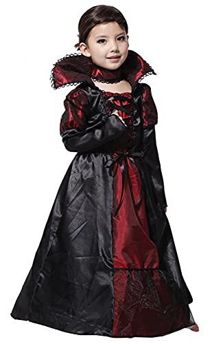 Girls Gothic Vampire Halloween Costumes Vampiress Dress Cosplay (Black, 3-4T) #TOP1