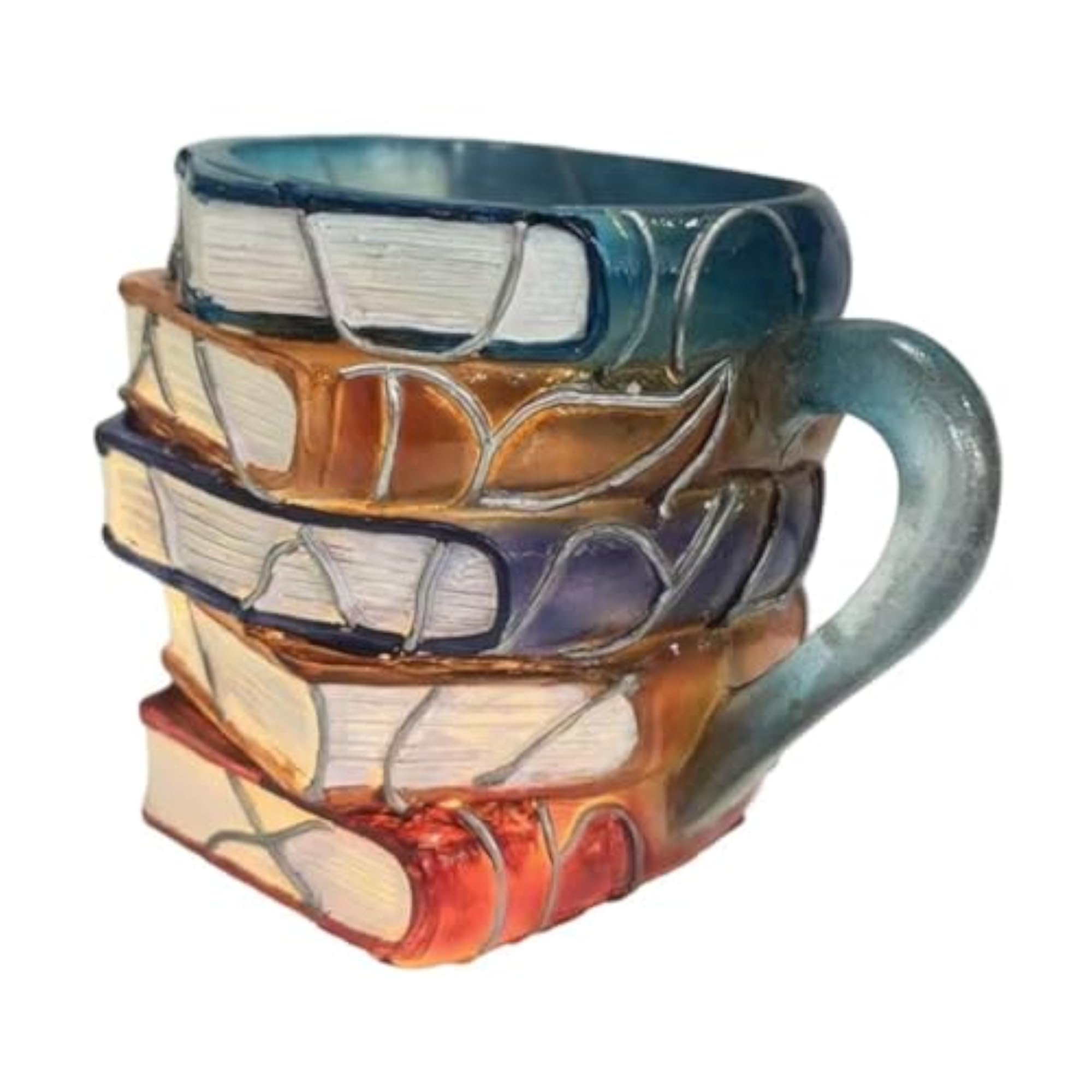 3D Painted Stacked Books Shaped Mug