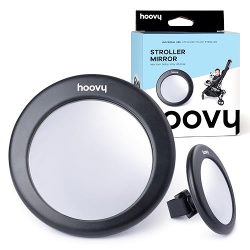 Hoovy Stroller Mirror Shatter-Resistant Baby Mirror 360 - 5in - Adjustable Wide View Stroller or Carriage Mount Black