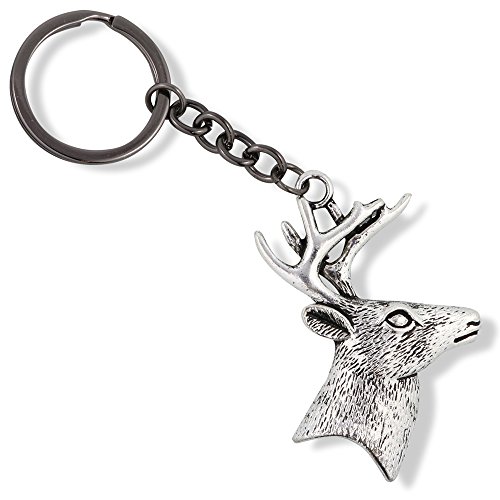 Deer Keychain | Charm Gift for Women Men Hunters and Antlers Antler Gifts Stuff Accessories Head Jewelry Decor