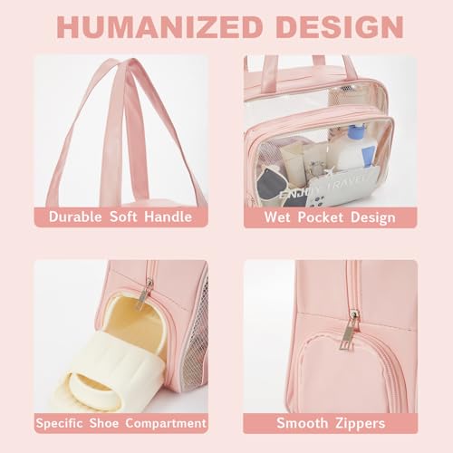 Waterproof Beach Tote Bag, Clear Bag for Women with Shoe Compartment, Transparent Gym Tote Bag for Sports Travel Pool4