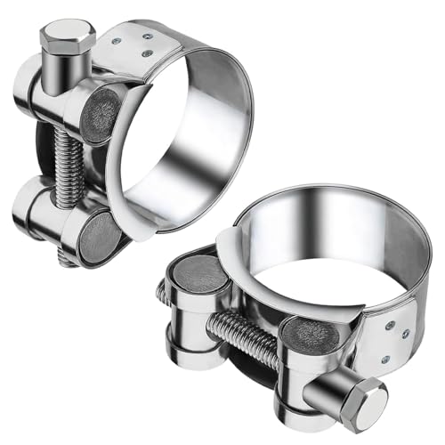 YOGAZEN 2 Stück Gelenkbolzenschelle Edelstahl Auspuffschelle 44-47mm Motorrad Auspuff Schellen Einstellbar Spannbackenschellen für Nutzen am Auspuff Schlauch Wasserrohr Befestigung