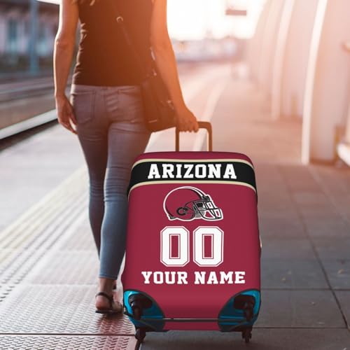 Image of Custom Arizona Luggage Cover Personalized Football Style Suitcase Cover with Name Number Customized Washable Elastic Sports Travel Suitcase Protector for Business Vacation Gifts