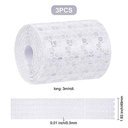 GORGECRAFT 3 Rollen Reflektierendes Klebeband, Weiß, Wasserdicht, Selbstklebend, Hochsichtbar, Sicherheitswarnband, Aufkleber Für Auto, LKW, Motorrad, Boot, Wohnmobil, 3 m X 5 cm Pro Rolle - Image 3