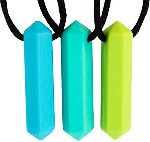 Tilcare Chew Chew mordedor para bebé, paquete de 3 - Las mejores herramientas para autismo y dentición  Chupetero de silicona - Colgante masticable para niños y niñas - Collares masticables