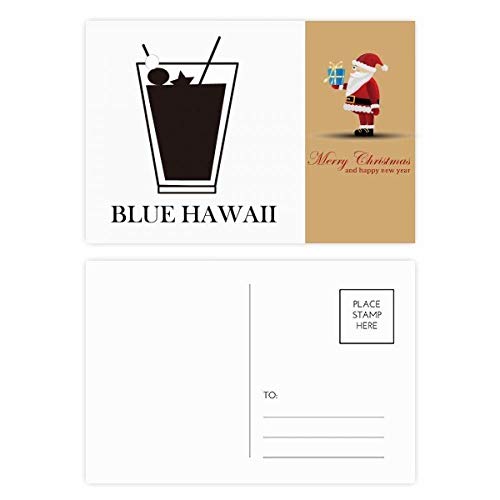 Cartes postales Silhouette of Blue Hawaii Cocktail Père Noël en papier haute qualité