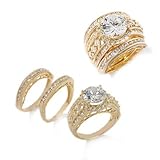 Vermeil Victoria Wieck Absolute Wedding Ring or Band 3 Piece Set Size 5 - Gold over Sterling Silver (Sizes 5,6,7,8,9,11)
