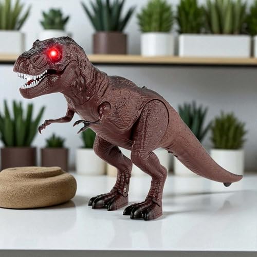 RC Ferngesteuerter T-Rex Dinosaurier mit Fernsteuerung, integr. Akku, Sound, LED-Augen, Gehfunktion, 23 cm lang, Spielzeug Modell f. Kinder, Dino-Fans, ferngesteuert detailgetreu ab 3 4 5 6 7 8 Jahren