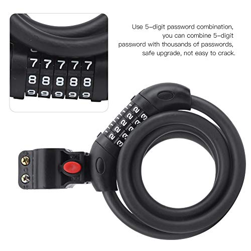 Bloqueio de senha, bloqueio de senha de cinco dígitos em aço preto fosco 1.5M portátil antifurto de