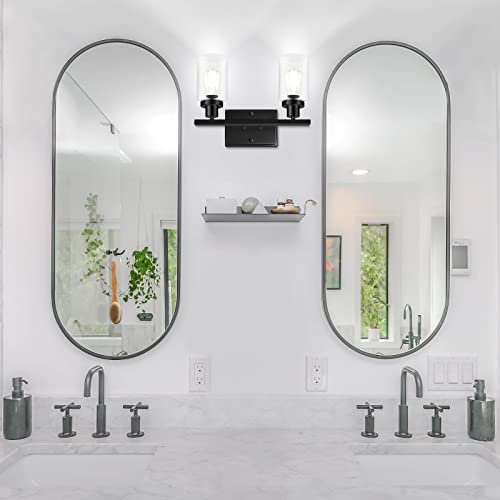 image for Ascher 2-Light Wall Sconces, Modern Vanity Light Fixture Black Finish,