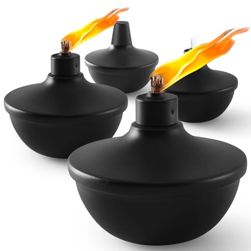 ZSPENG 4 Pack Metal Table Top Torches,23.5 oz Citronella Torches for Outside,Refillable Flame Light Torch with Wicks and Covers for Party, Garden Decor,DIY