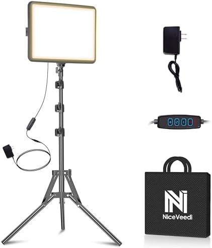1-Pack Photography Lighting Kit, NiceVeedi 25W LED Video Light Kit, 2900-7000K Dimmable Studio Light with Tripod Stand, 73" Stream Light for Video Recording