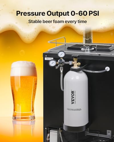 Image of VEVOR CO2 Tank, 10 lbs New Aluminum Alloy Cylinder, CO2 Air Tank with Light Spray Coating, CGA320 Valve, Handle & Adjustable Pressure, DOT Approved Cylinder for Draft Beer Dispensing