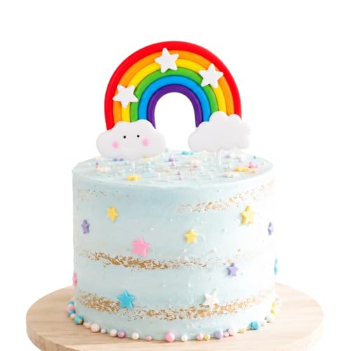 Jeffdad Regenbogen Tortendeko, Regenbogen Cake Topper Geburtstag Tortendeko | Rainbow Kuchendekoration Torte Regenbogen Deko Kuchenaufsatz Bunte Tortendekoration für Geburtstag Baby Shower Party Deko